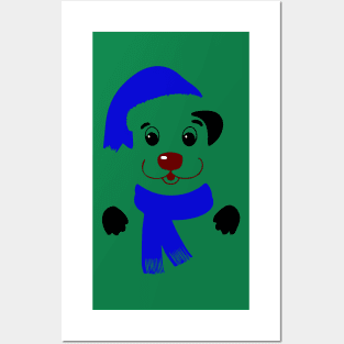 Dog In Santa Attire Posters and Art